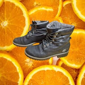 Timberland Roll Top Boots Leather Ankle Lace‎ Up Casual Black Boots 7.5M